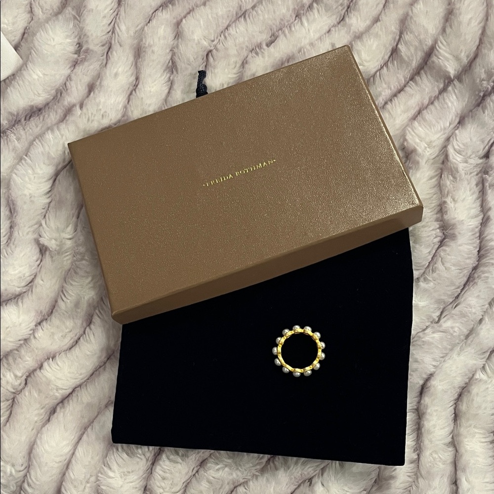 Frieda Rothman New Gold and Pearl Ring Size 7